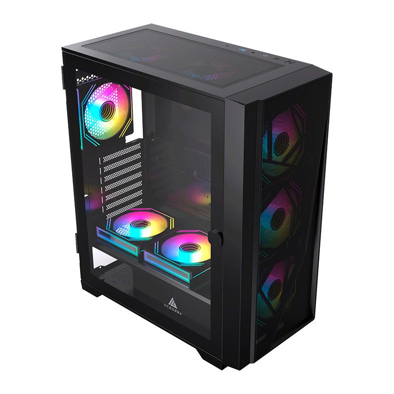Gabinete Gamer Acegeek Terminator Type C, Mid-Tower, Lateral de Vidro, Preto, AG-TERMINATOR-MESH-BK