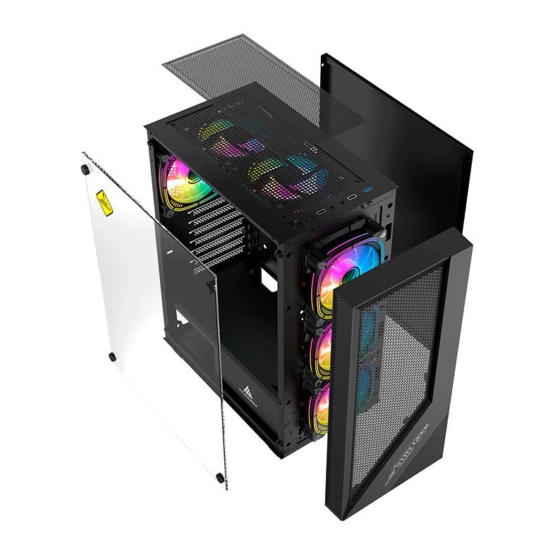 Gabinete Gamer Acegeek Utopia K445, Mid-Tower, Lateral de Vidro, Preto, AG-UTOPIA-K445-BK