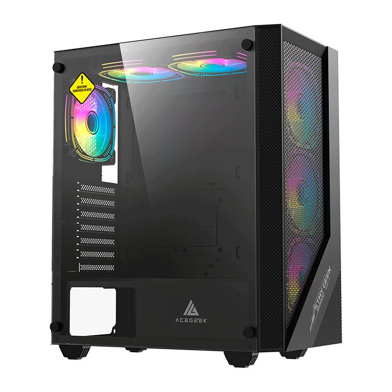 Gabinete Gamer Acegeek Utopia K445, Mid-Tower, Lateral de Vidro, Preto, AG-UTOPIA-K445-BK