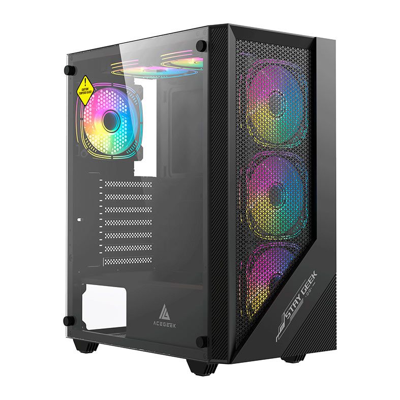 Gabinete Gamer Acegeek Utopia K445, Mid-Tower, Lateral de Vidro, Preto, AG-UTOPIA-K445-BK