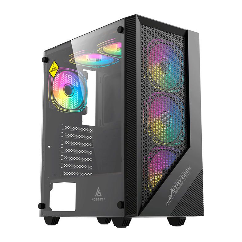 Gabinete Gamer Acegeek Utopia K445, Mid-Tower, Lateral de Vidro, Preto, AG-UTOPIA-K445-BK