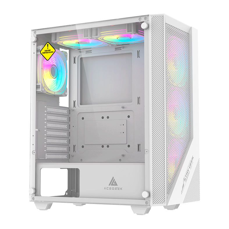 Gabinete Gamer Acegeek Utopia K445, Mid-Tower, Lateral de Vidro, Branco, AG-UTOPIA-K445-WH