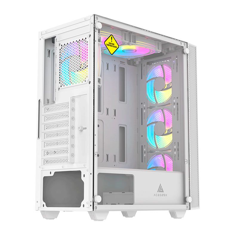 Gabinete Gamer Acegeek Utopia K445, Mid-Tower, Lateral de Vidro, Branco, AG-UTOPIA-K445-WH