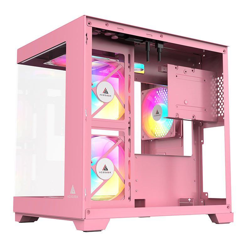 Gabinete Gamer Acegeek Vacancy L375, Mid-Tower, Lateral de Vidro, Rosa, AG-VACANCY-L375-PK