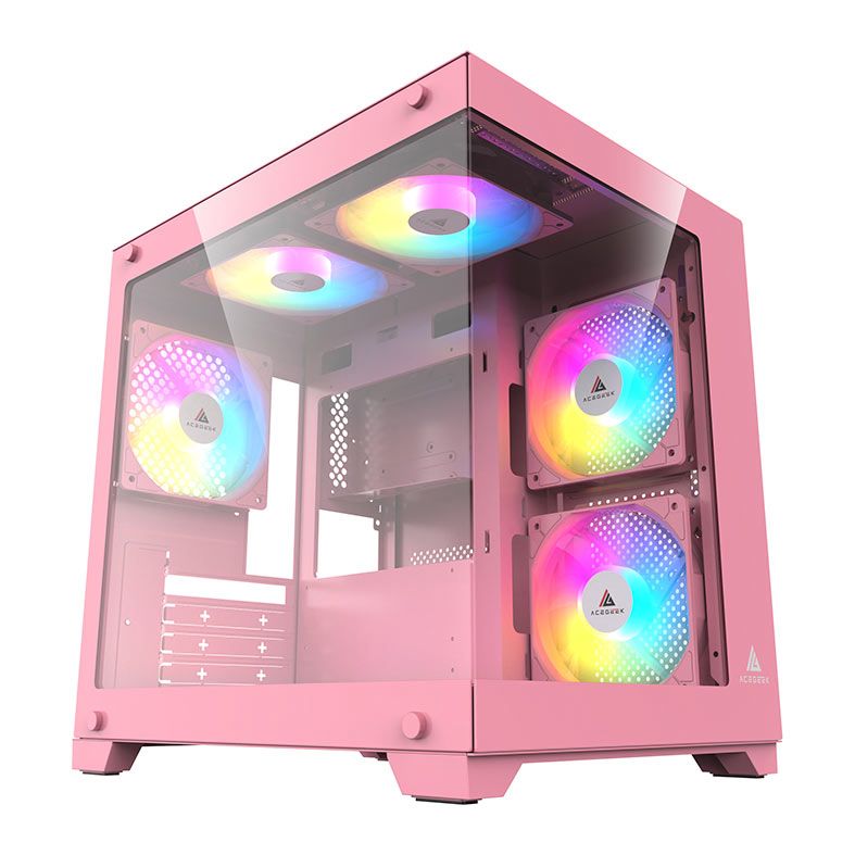 Gabinete Gamer Acegeek Vacancy L375, Mid-Tower, Lateral de Vidro, Rosa, AG-VACANCY-L375-PK