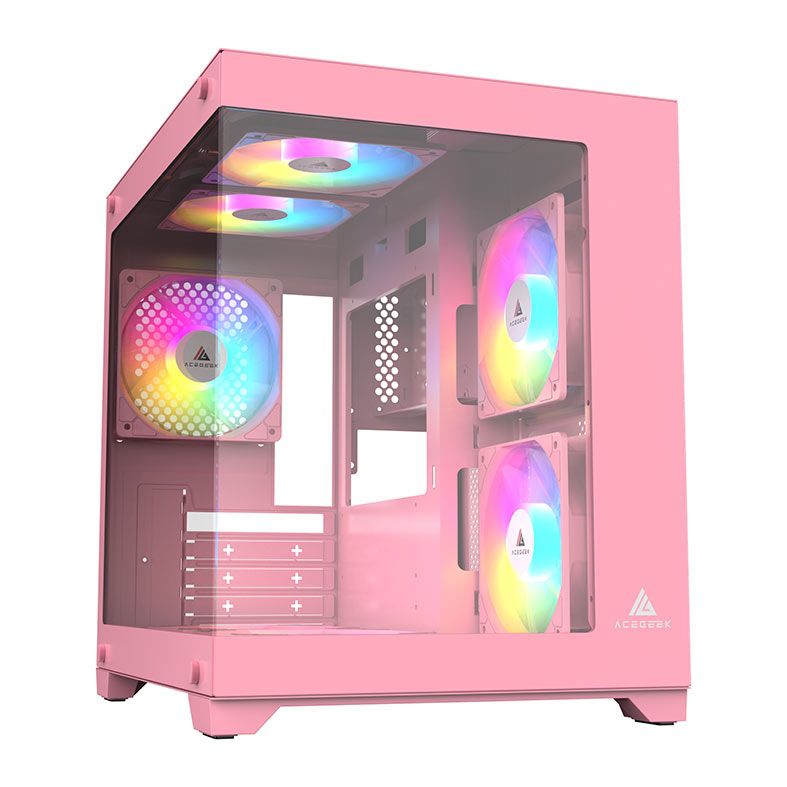 Gabinete Gamer Acegeek Vacancy L375, Mid-Tower, Lateral de Vidro, Rosa, AG-VACANCY-L375-PK