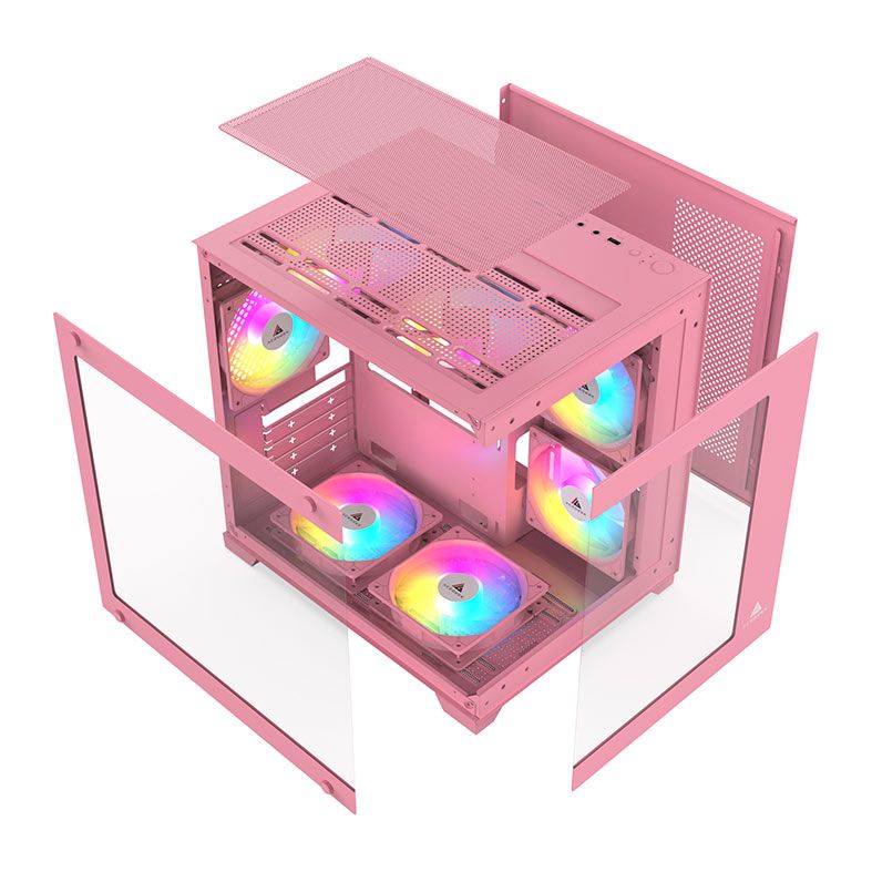 Gabinete Gamer Acegeek Vacancy L375, Mid-Tower, Lateral de Vidro, Rosa, AG-VACANCY-L375-PK