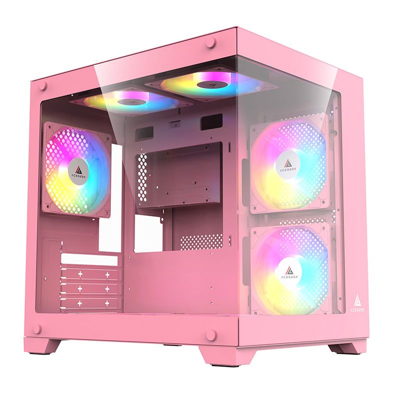 Gabinete Gamer Acegeek Vacancy L375, Mid-Tower, Lateral de Vidro, Rosa, AG-VACANCY-L375-PK