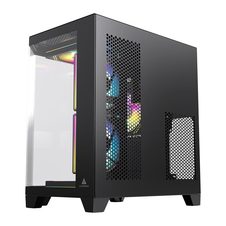 Gabinete Gamer Acegeek Vista, Mid-Tower, Lateral de Vidro, Preto, AG-VISTA-BK