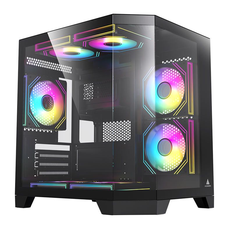 Gabinete Gamer Acegeek Vista, Mi-Tower, Lateral de Vidro, Preto