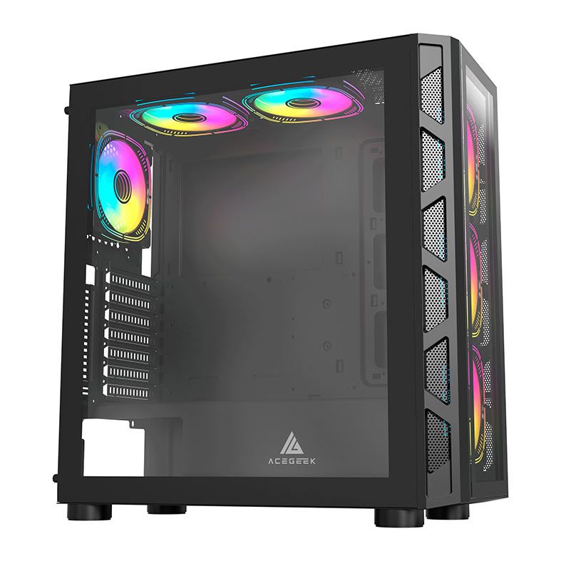 Gabinete Gamer Acegeek Warrior A380 Glass, Full-Tower, Lateral de Vidro, Preto, AG-WARRIORA380GLASS-BK