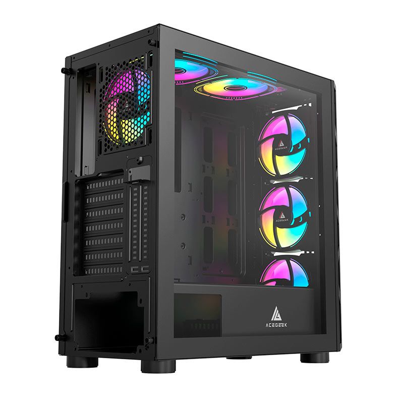 Gabinete Gamer Acegeek Warrior A380 Glass, Full-Tower, Lateral de Vidro, Preto, AG-WARRIORA380GLASS-BK