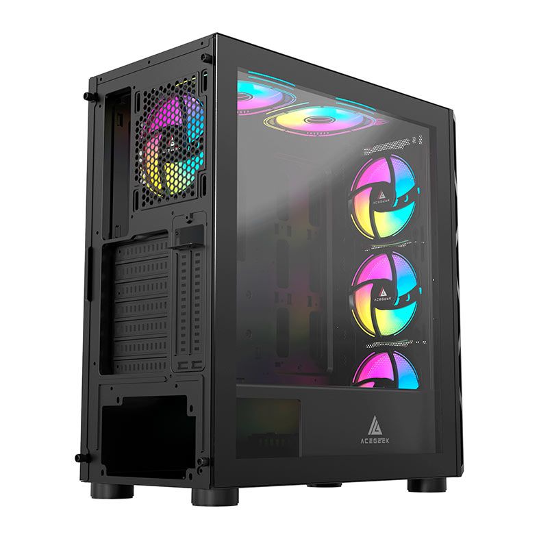 Gabinete Gamer Acegeek Warrior A380 Mesh, Full-Tower, Lateral de Vidro, Preto, AG-WARRIORA380MESH-BK