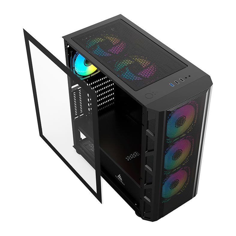 Gabinete Gamer Acegeek Warrior A380 Mesh, Full-Tower, Lateral de Vidro, Preto, AG-WARRIORA380MESH-BK