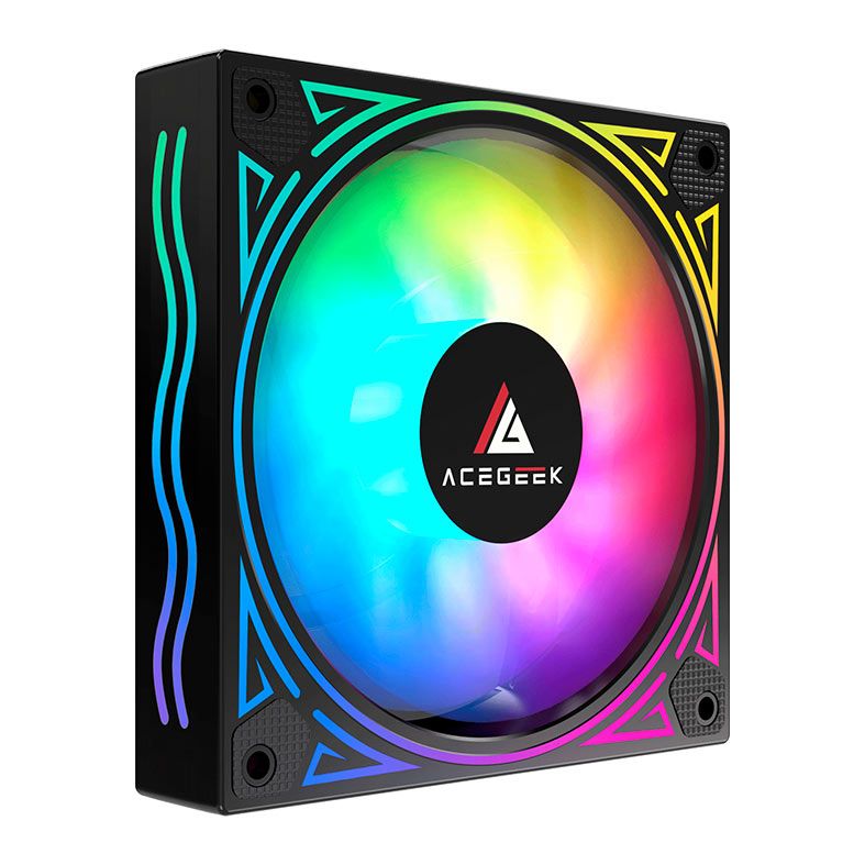 Kit Ventoinhas Acegeek Wave, ARGB, 3x120mm, Preto, AG-WAVE3X1-BK