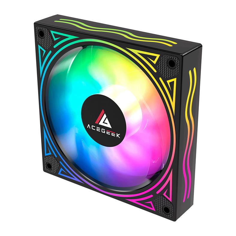 Kit Ventoinhas Acegeek Wave, ARGB, 3x120mm, Preto, AG-WAVE3X1-BK