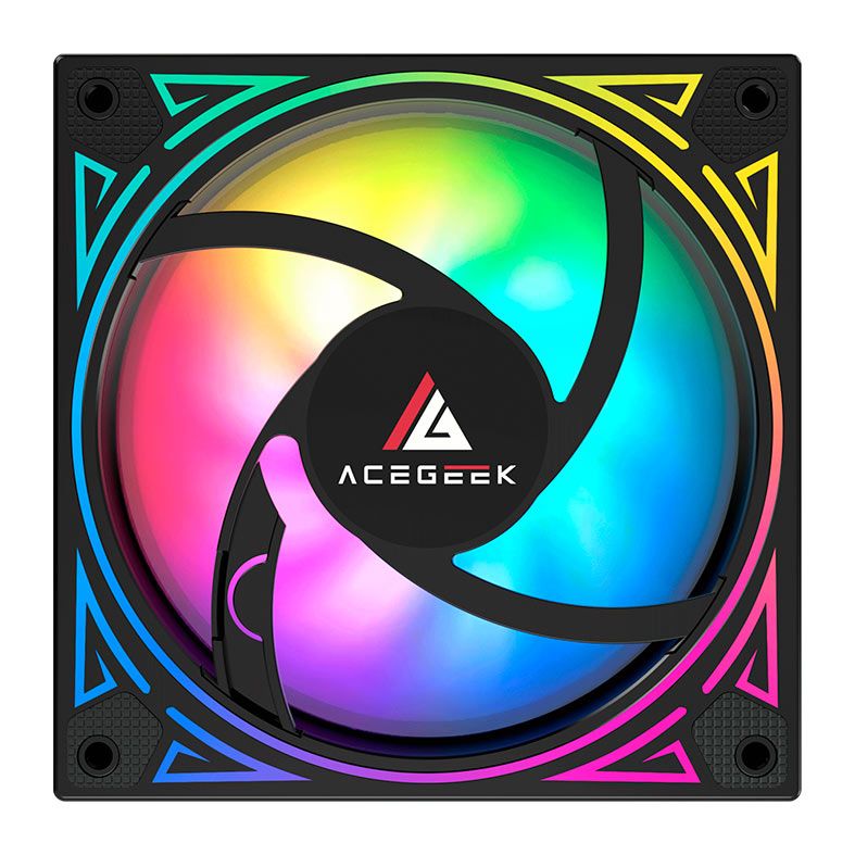 Kit Ventoinhas Acegeek Wave, ARGB, 3x120mm, Preto, AG-WAVE3X1-BK