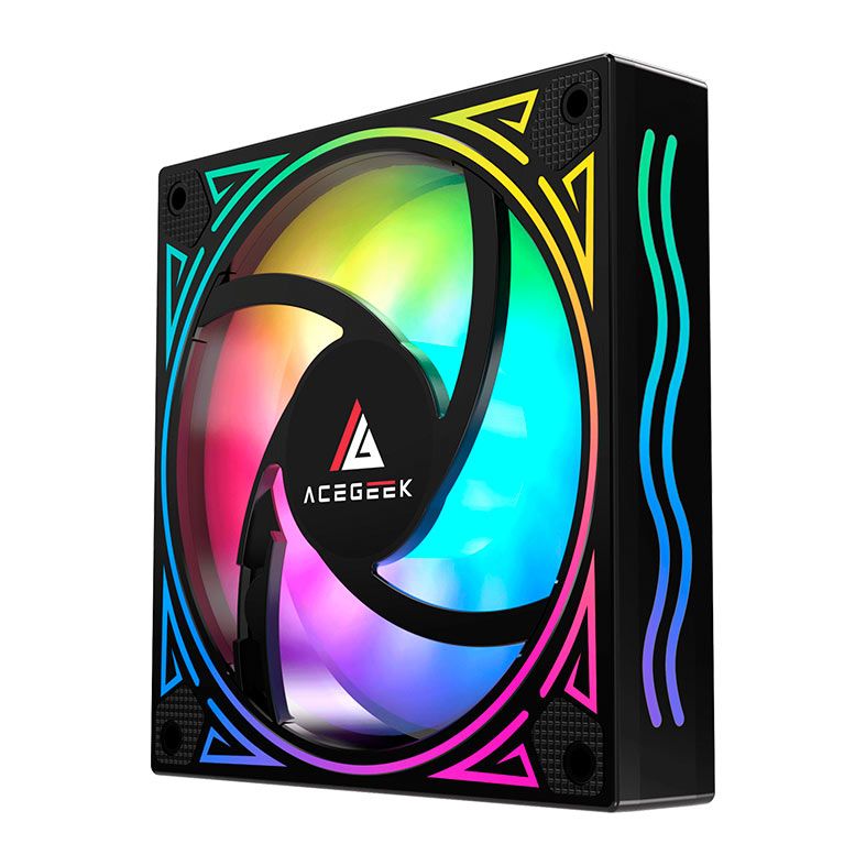 Kit Ventoinhas Acegeek Wave, ARGB, 3x120mm, Preto, AG-WAVE3X1-BK