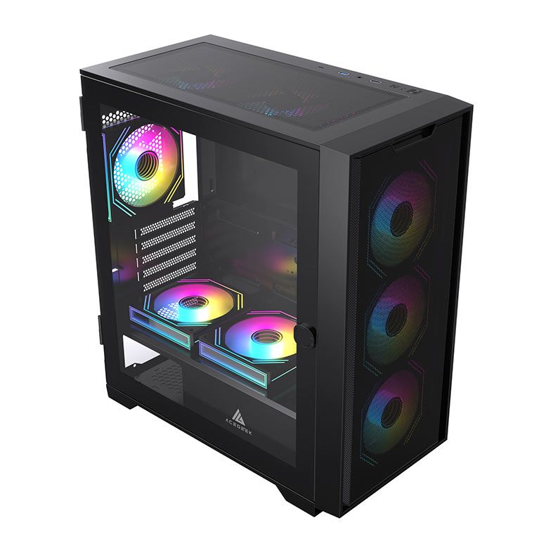 Gabinete Gamer Acegeek Xrader Mini, Mid-Tower, Lateral de Vidro, Preto, AG-XRADER-MINI-BK