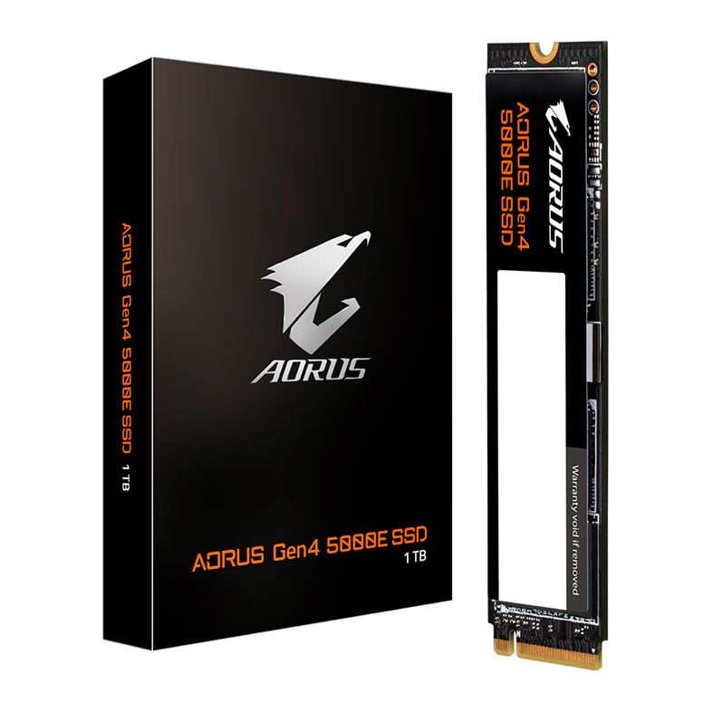 SSD Gigabyte Aorus Gen4 5000E, 1TB, M.2 2280, PCIe NVMe, Leitura 5000 MB/s, Gravacao 4600 MB/s, AG450E1024-G