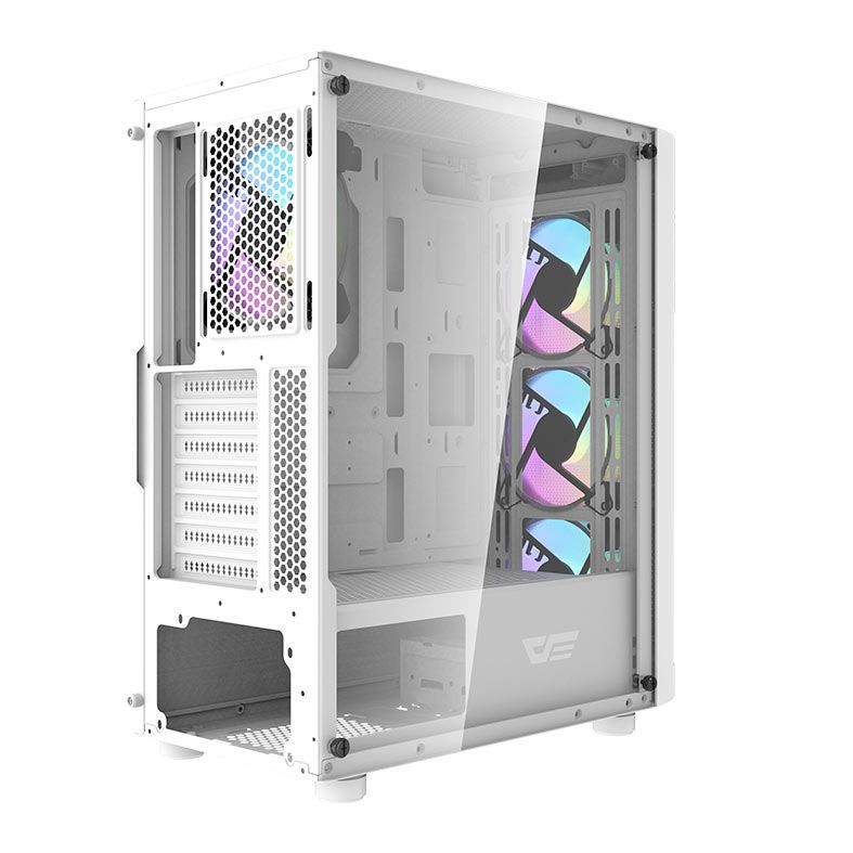 Gabinete Gamer Aigo DarkFlash Pollux, RGB, Mid-Tower, Com 4 Ventoinhas, Lateral Acrilico, Branco, AIGO-DF-POLLUX-WH
