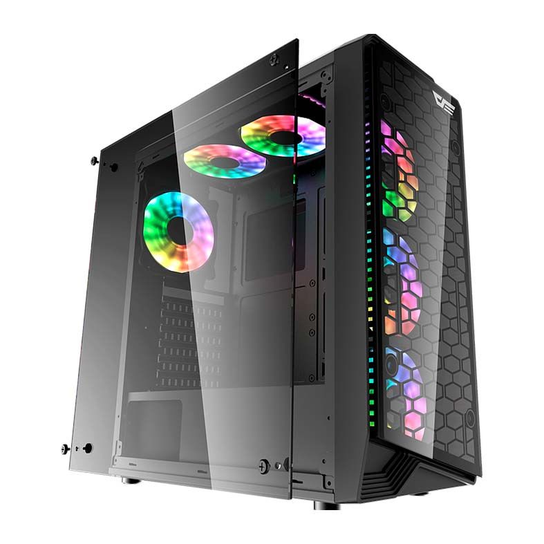 Gabinete Gamer Aigo Water Square 5 Preto Lateral de Vidro Temperado, Aigo-Water-Square-5