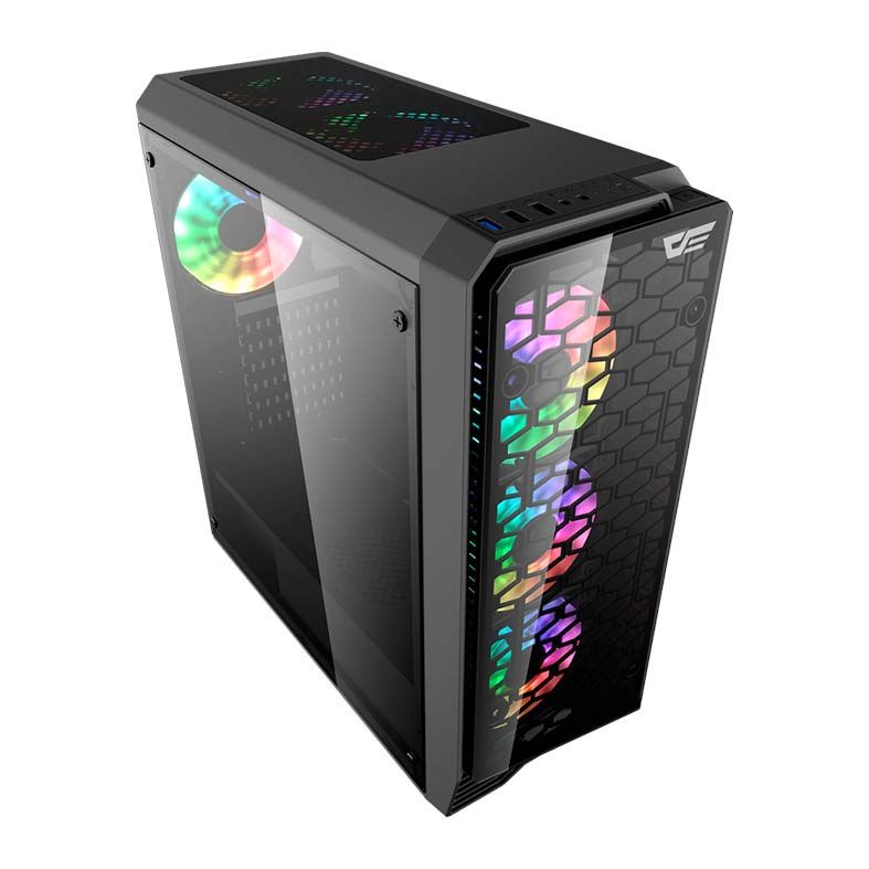Gabinete Gamer Aigo Water Square 5 Preto Lateral de Vidro Temperado, Aigo-Water-Square-5