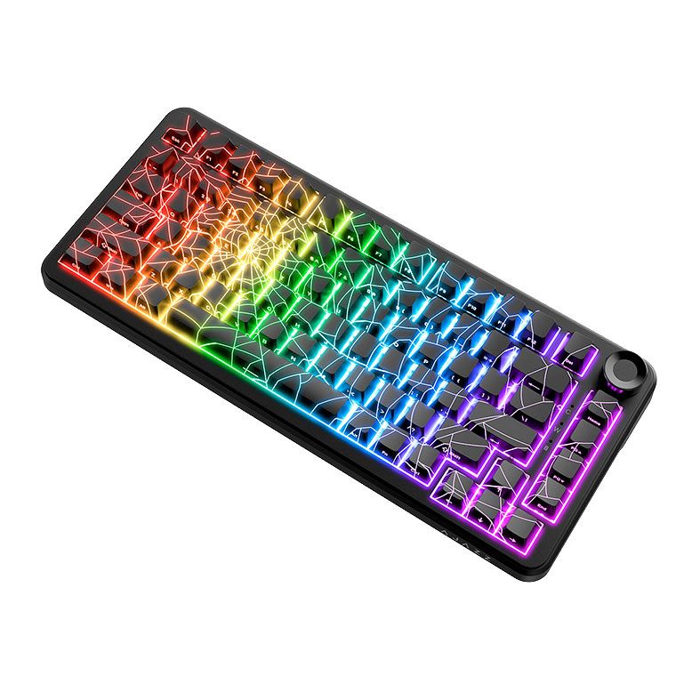 PRE VENDA - Teclado Magnetico Ajazz AK820 MAX Ultra HE, RGB, 75%, Switch Hall Effect, Tri-Mode, Spider Web Black, AK820MAX-ULTRA-SWBK