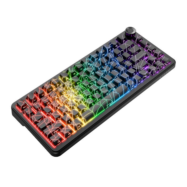 PRE VENDA - Teclado Magnetico Ajazz AK820 MAX Ultra HE, RGB, 75%, Switch Hall Effect, Tri-Mode, Spider Web Black, AK820MAX-ULTRA-SWBK