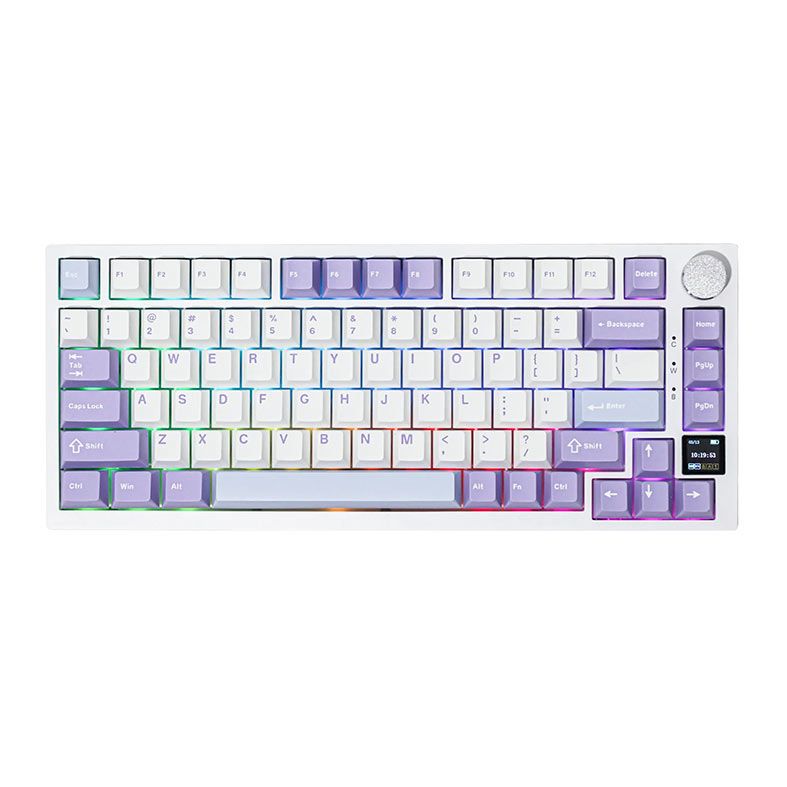 PRE VENDA - Teclado Mecanico Ajazz AK820 Pro, 75%, RGB, Switch Flyfish, Tri-Mode, Branco e Azul, AK820PRO-WB