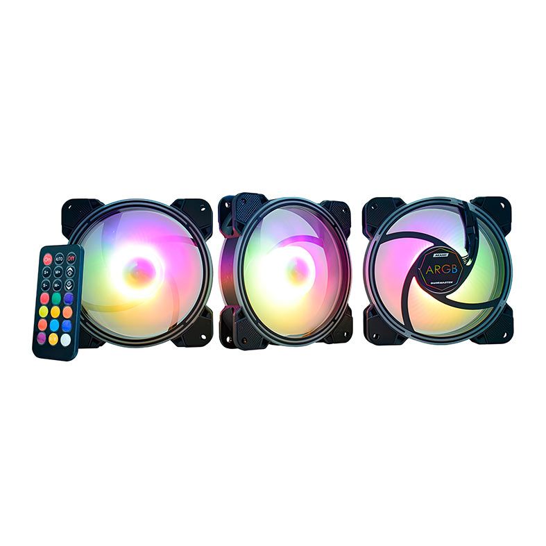Kit Ventoinhas Kmex Gaming Master SuperStorm AKAAE1, ARGB 3x120mm + Controladora, AKAAE13XARP6B0X