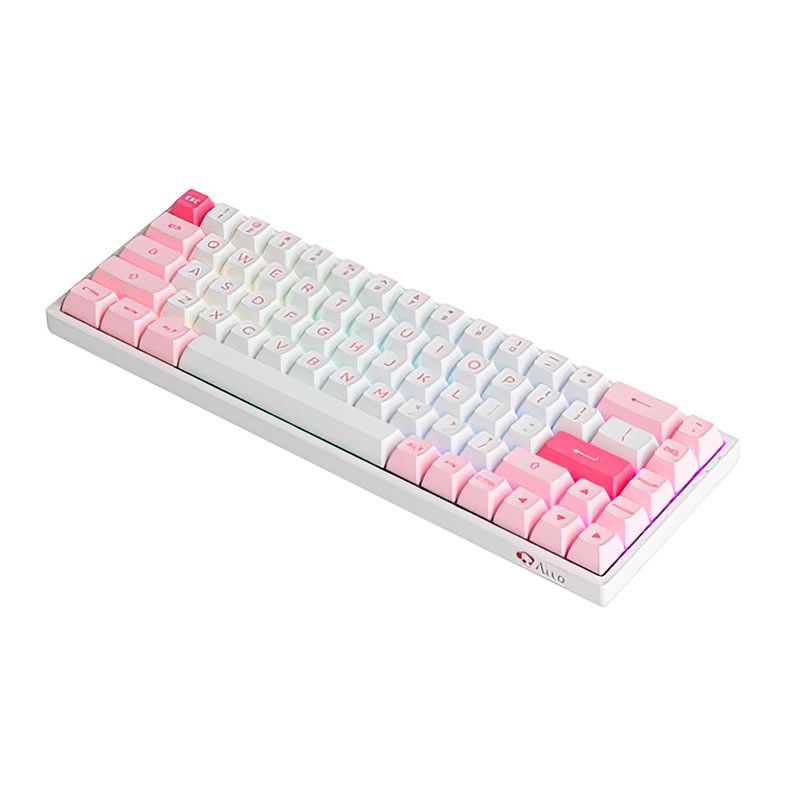 Teclado Mecanico Gamer Akko 3068B Plus Multi Modes, RGB, Switch Akko Jelly Purple, Branco e Rosa, AKKO-3068B-PLUS-WH