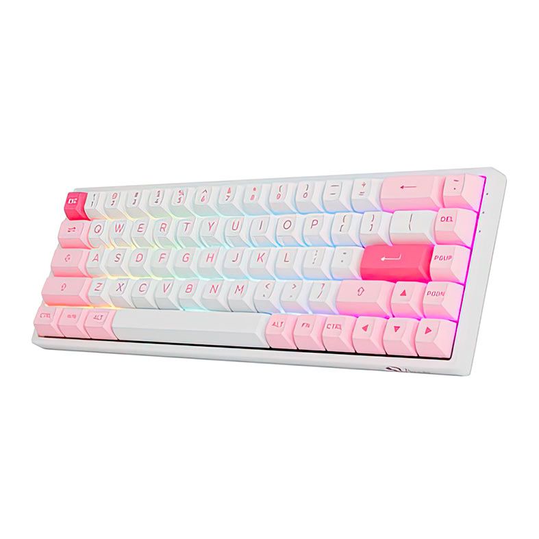 Teclado Mecanico Gamer Akko 3068B Plus Multi Modes, RGB, Switch Akko Jelly Purple, Branco e Rosa, AKKO-3068B-PLUS-WH