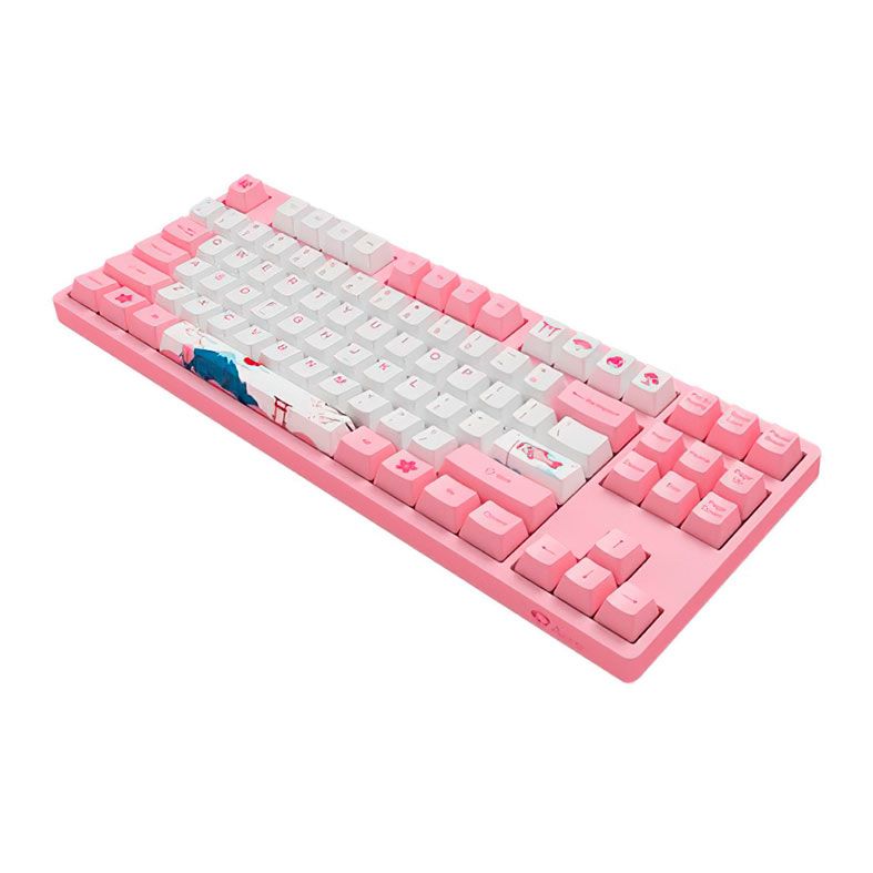 Teclado Mecanico Gamer Akko World Tour Tokyo, ANSI, Switch Orange, Rosa e Branco, AKKO-3087-V2-ORANGE