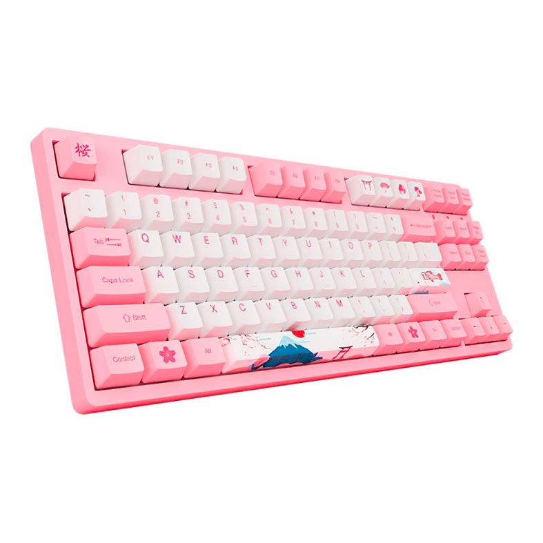 Teclado Mecanico Gamer Akko World Tour Tokyo, ANSI, Switch Orange, Rosa e Branco, AKKO-3087-V2-ORANGE