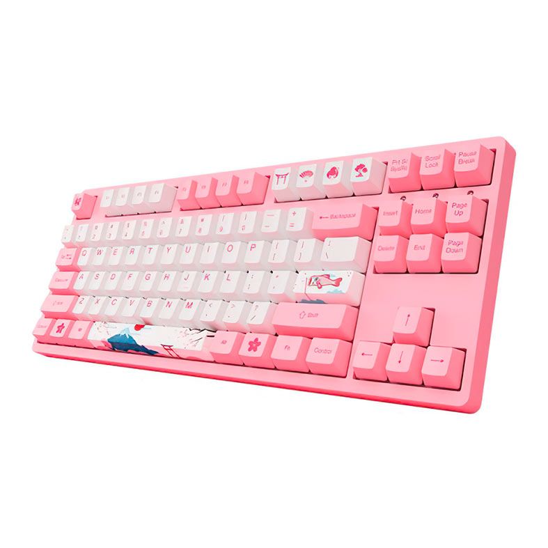 Teclado Mecanico Gamer Akko World Tour Tokyo, ANSI, Switch Orange, Rosa e Branco, AKKO-3087-V2-ORANGE