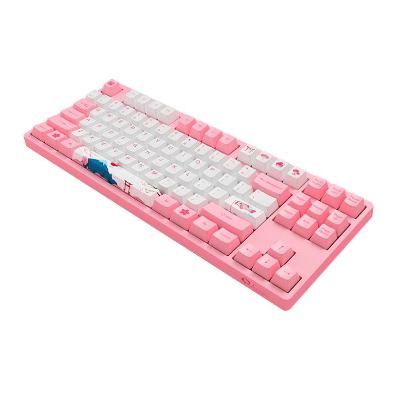Teclado Mecanico Gamer Akko World Tour Tokyo, ANSI, Switch Pink, Rosa e Branco, AKKO-3087-V2-PINK