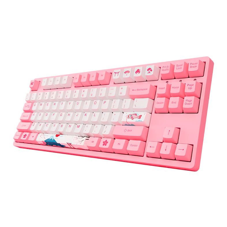 Teclado Mecanico Gamer Akko World Tour Tokyo, ANSI, Switch Pink, Rosa e Branco, AKKO-3087-V2-PINK