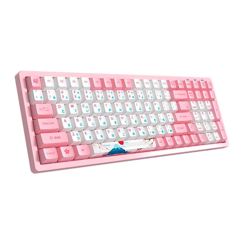 Teclado Mecanico Akko World Tour Tokyo, Switch Amarelo, Branco e Rosa, AKKO-3096