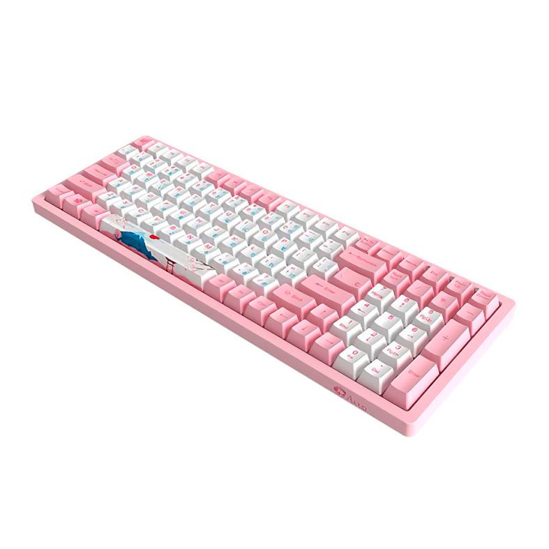 Teclado Mecanico Akko World Tour Tokyo, Switch Amarelo, Branco e Rosa, AKKO-3096
