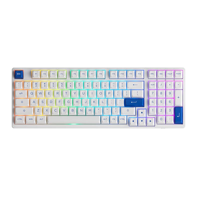 Teclado Mecanico Gamer Akko 3098N, RGB, Wireless, Switch Akko Flame Red, Branco e Azul, AKKO-3098N