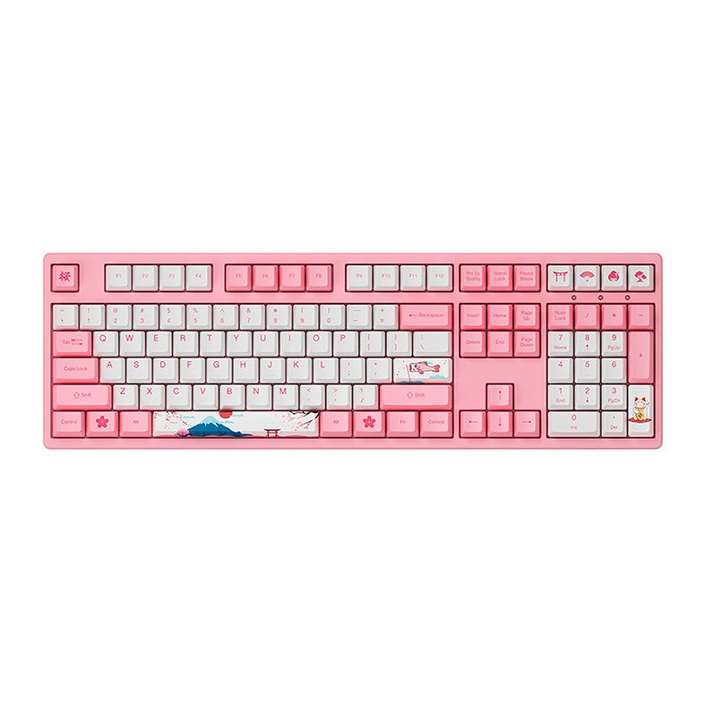 Teclado Mecanico Gamer Akko World Tour Tokyo, ANSI, Switch Pink, Rosa e Branco, AKKO-3108-V2-PINK