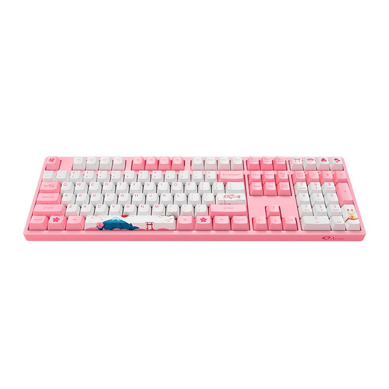 Teclado Mecanico Gamer Akko World Tour Tokyo, ANSI, Switch Pink, Rosa e Branco, AKKO-3108-V2-PINK