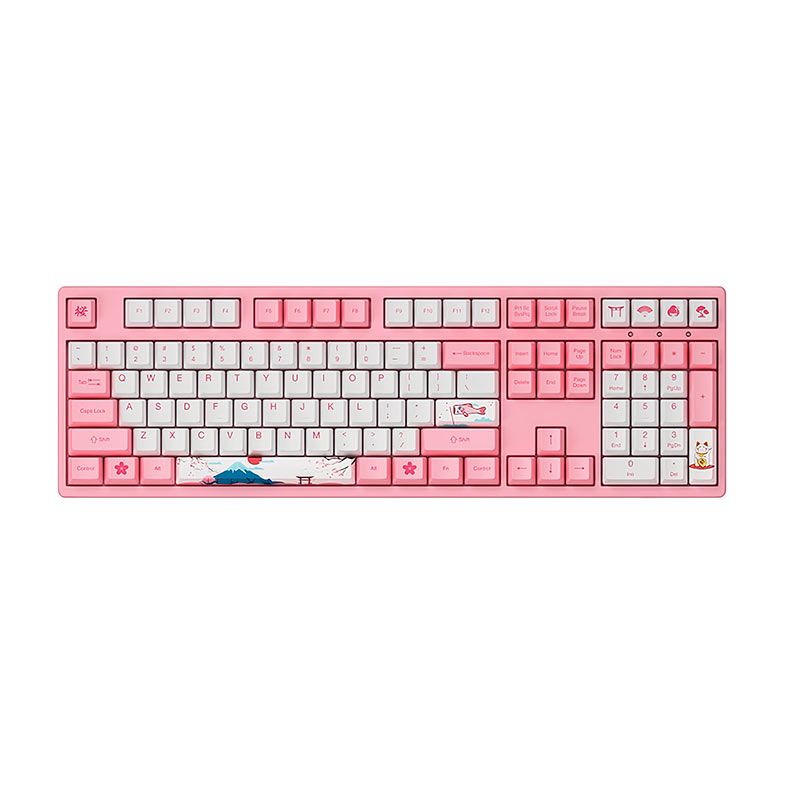 Teclado Mecanico Gamer Akko 3108 V2 World Tour Tokio, Switch Akko Blue, Branco e Rosa, AKKO-3108V2-WHPK