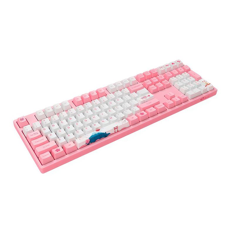 Teclado Mecanico Gamer Akko 3108 V2 World Tour Tokio, Switch Akko Blue, Branco e Rosa, AKKO-3108V2-WHPK