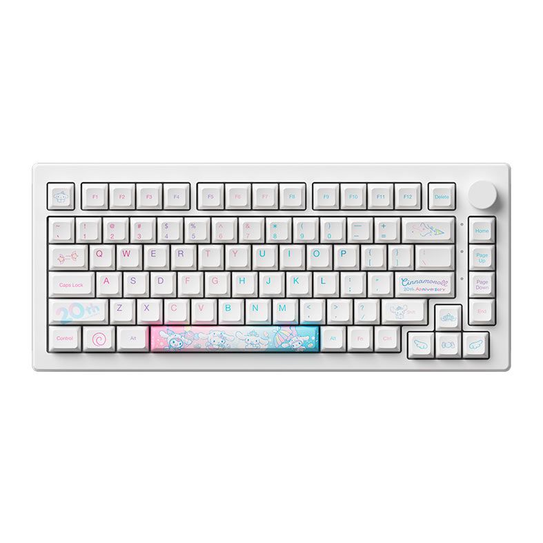 Teclado Mecanico Gamer Akko 5075B Plus-S Cinnamoroll 20 Aniversario, RGB, Wireless, Branco, Switch Content White, AKKO-5075B-CINNAMOROLL
