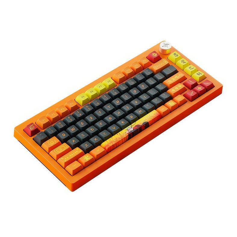 Teclado Mecanico Gamer Akko 5075B Plus Naruto Uzumaki 20th Aniversary, RGB, Bluetooth, Switch Crystal, AKKO-5075B-NARUTO