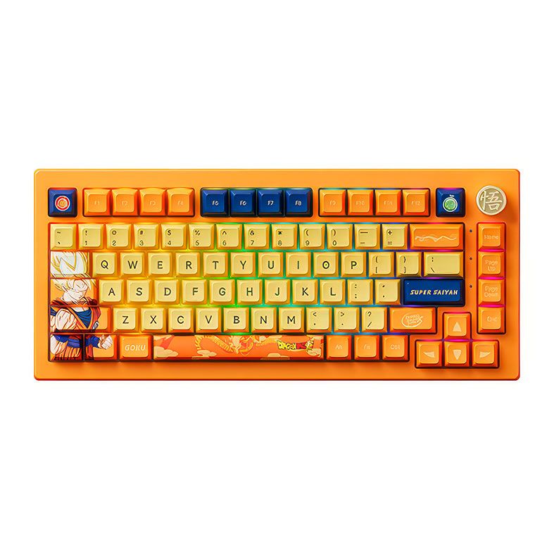 Teclado Mecanico Gamer Akko 5075B Plus Dragon Ball Super Goku, Bluetooth, Switch Crystal, AKKO-5075B-PLUS-GOKU