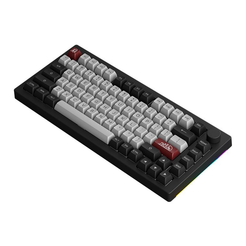 Teclado Mecanico Gamer Akko 5075B PLUS-S Dracula Castle, RGB, Bluetooth, Preto e Cinza, Switch Cream Yellow, AKKO-5075B-PLUS-S