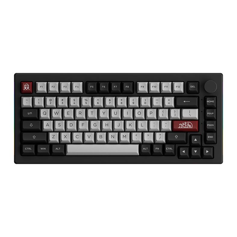 Teclado Mecanico Gamer Akko 5075B PLUS-S Dracula Castle, RGB, Bluetooth, Preto e Cinza, Switch Cream Yellow, AKKO-5075B-PLUS-S